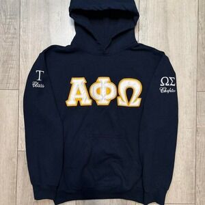 Vintage Navy and gold Alpha Phi Omega hoodie MEN SIZE L